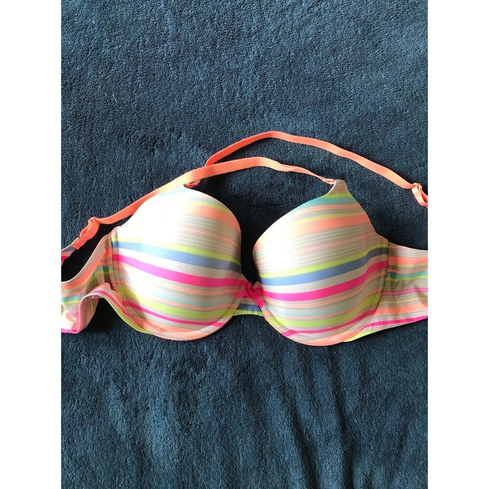 Victoria's Secret striped pastel lightly lined convertible Demi bra